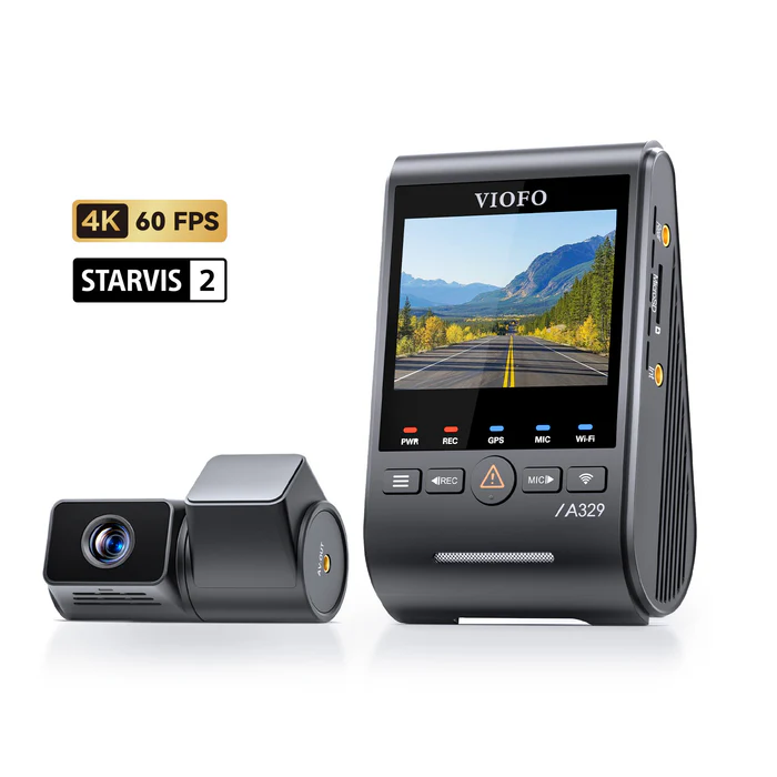 Camera Tele VIOFO A329T 2CH 4K 60FPS + 2K với Zoom quang 4x và Cảm biến Sony STARVIS 2 HDR, Hỗ trợ lưu trữ SSD, Video đa kênh, Phát hiện va chạm công suất thấp, Ghi hình đỗ xe lai