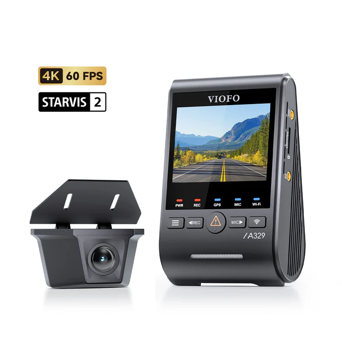 Camera sau chống nước VIOFO A329SW 2CH 4K 60FPS+2K với cảm biến Sony STARVIS 2 HDR, hỗ trợ lưu trữ SSD, cáp có nhiều độ dài khác nhau để lắp đặt linh hoạt