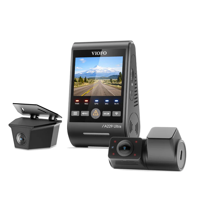 VIOFO A229 Ultra-W 3CH 4K phía trước + Camera phía sau chống nước 4K + Camera cabin Fisheye 1080P với ba cảm biến Sony STARVIS 2, HDR 3 kênh, Wi-Fi 5GHz siêu nhanh & GPS chính xác