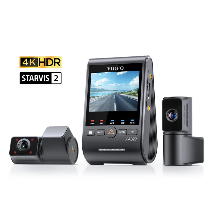 Camera hành trình VIOFO A329TC 3CH 4K 30FPS phía trước + Tele 2K + Fisheye 2K với cảm biến Sony STARVIS 2, góc siêu rộng 210°, hồng ngoại HDR bên trong, tầm nhìn ban đêm siêu nét, zoom quang học 4x, chụp xa hơn