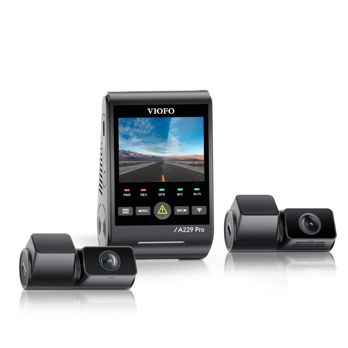 VIOFO A229 Pro Tele 3CH 4K Front + 2K Tele Zoom quang học 4x + Camera sau 1080P, HDR 3 kênh Sony STARVIS 2 Cảm biến, Điều khiển bằng giọng nói thông minh, Ghi lại chi tiết từ xa