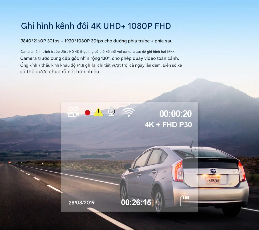 Camera hành trình VIOFO A129 Pro Duo Ultra 4K 